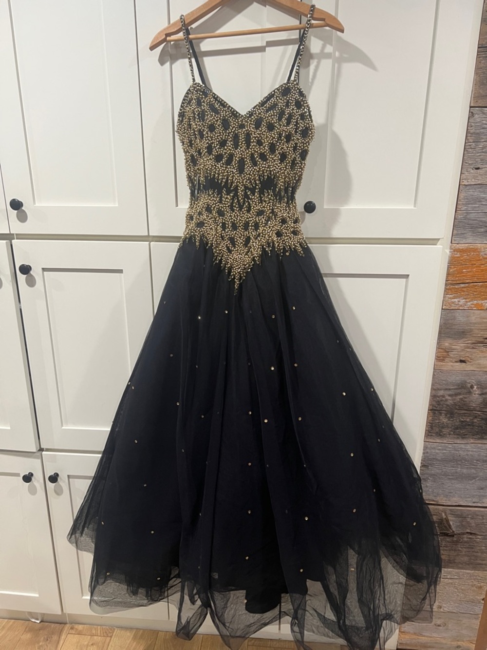 Cache Black and Gold Beaded Prom Gown size 2